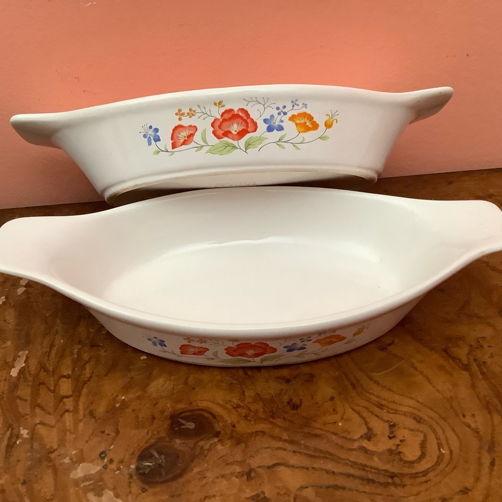 Vintage  Individual Casserole Gratin Dish Flora  Dish Oven Proof Japan